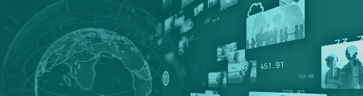 Conceptual graphic representing global digital connectivity and data operations