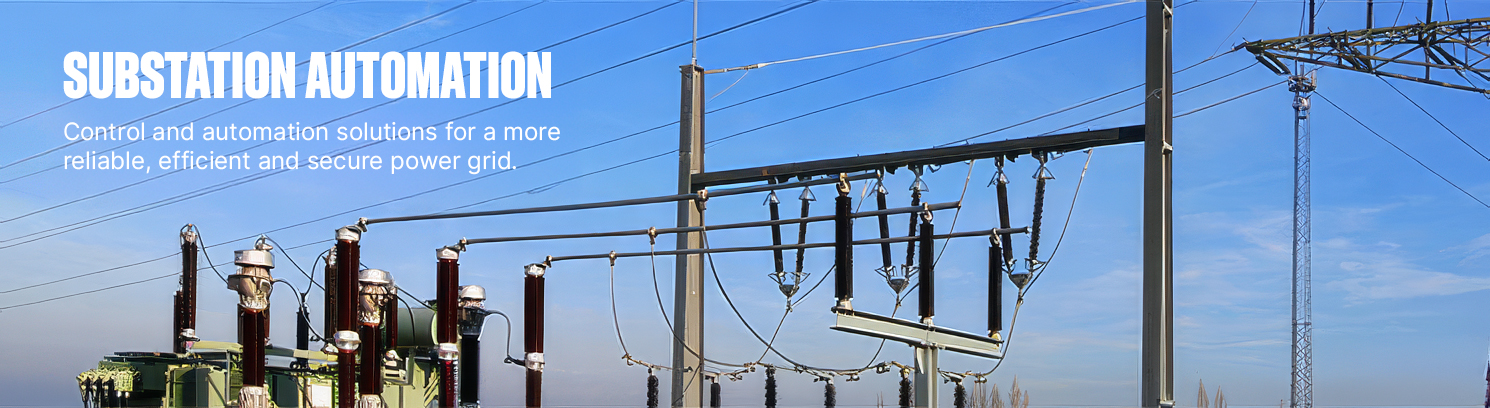 Modern high-voltage substation showing GE Vernova's digital automation