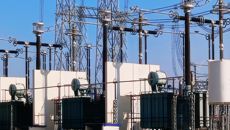 High-voltage GE Vernova shunt reactor at a power substation