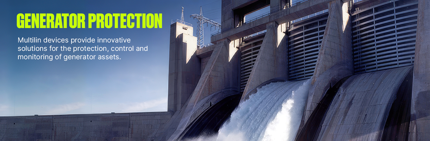 Davis Dam on Colorado River; text highlights generator protection using Multilin devices