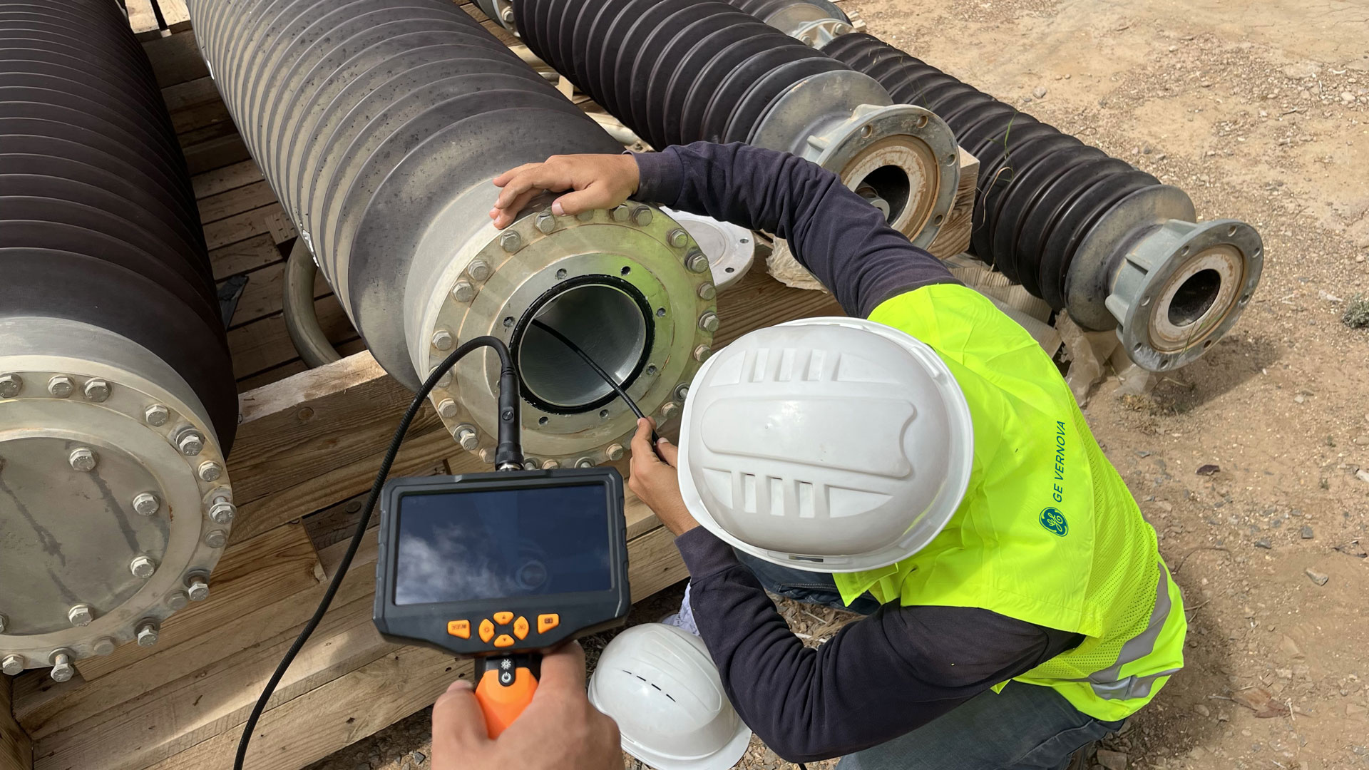 GE Vernova worker testing the circuit breaker