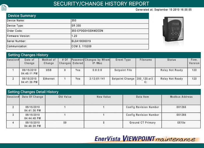 Security change history report