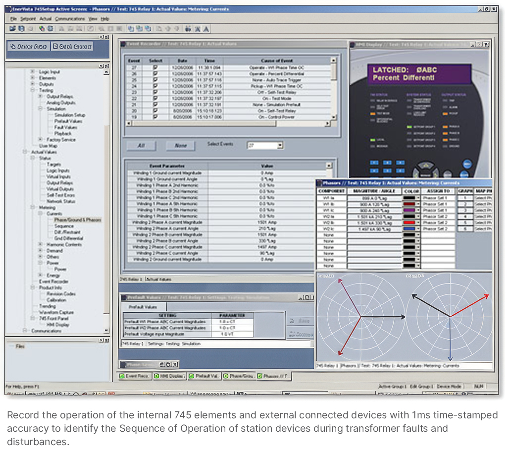 EnerVista software sample screen