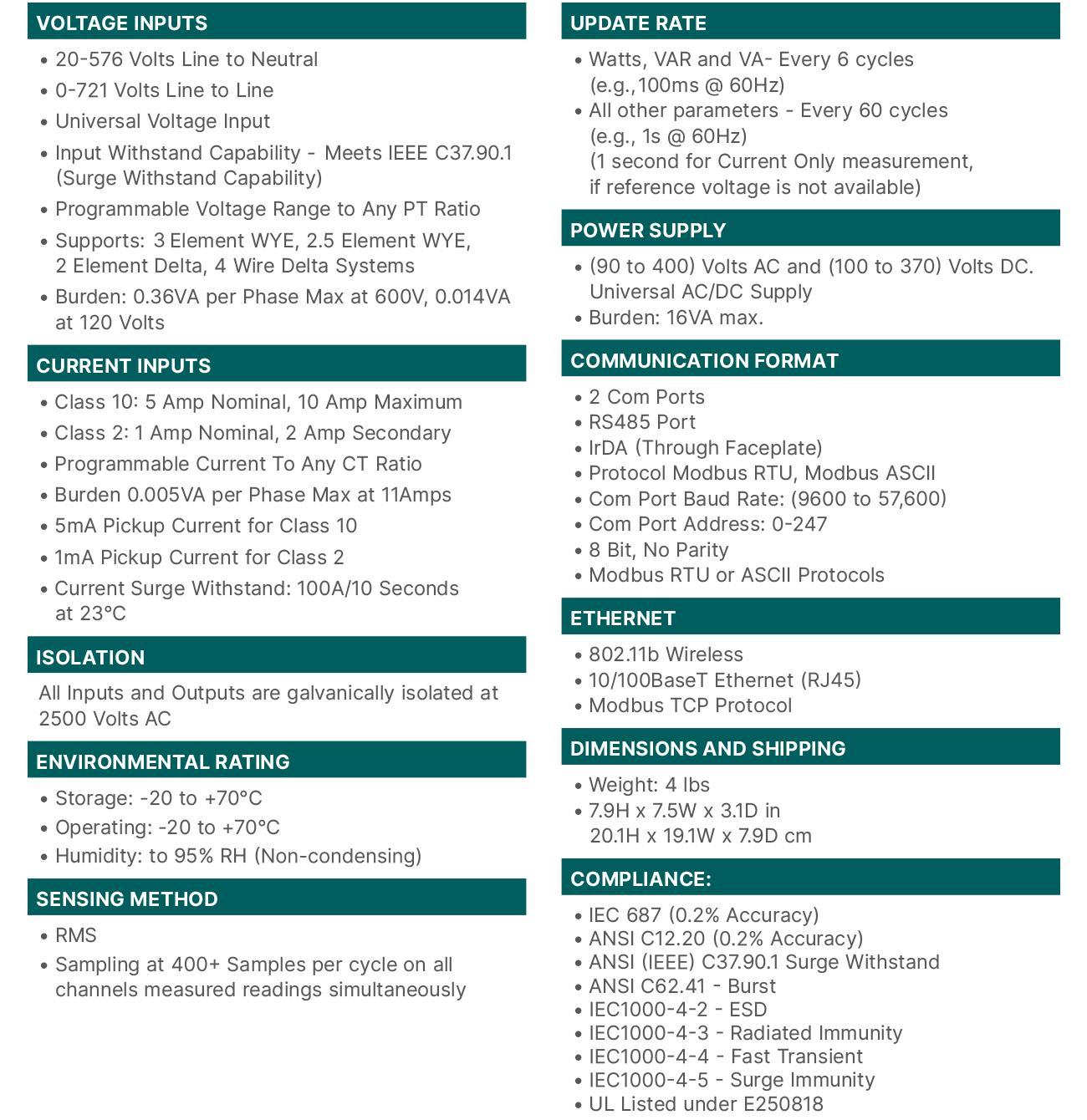 Specifications