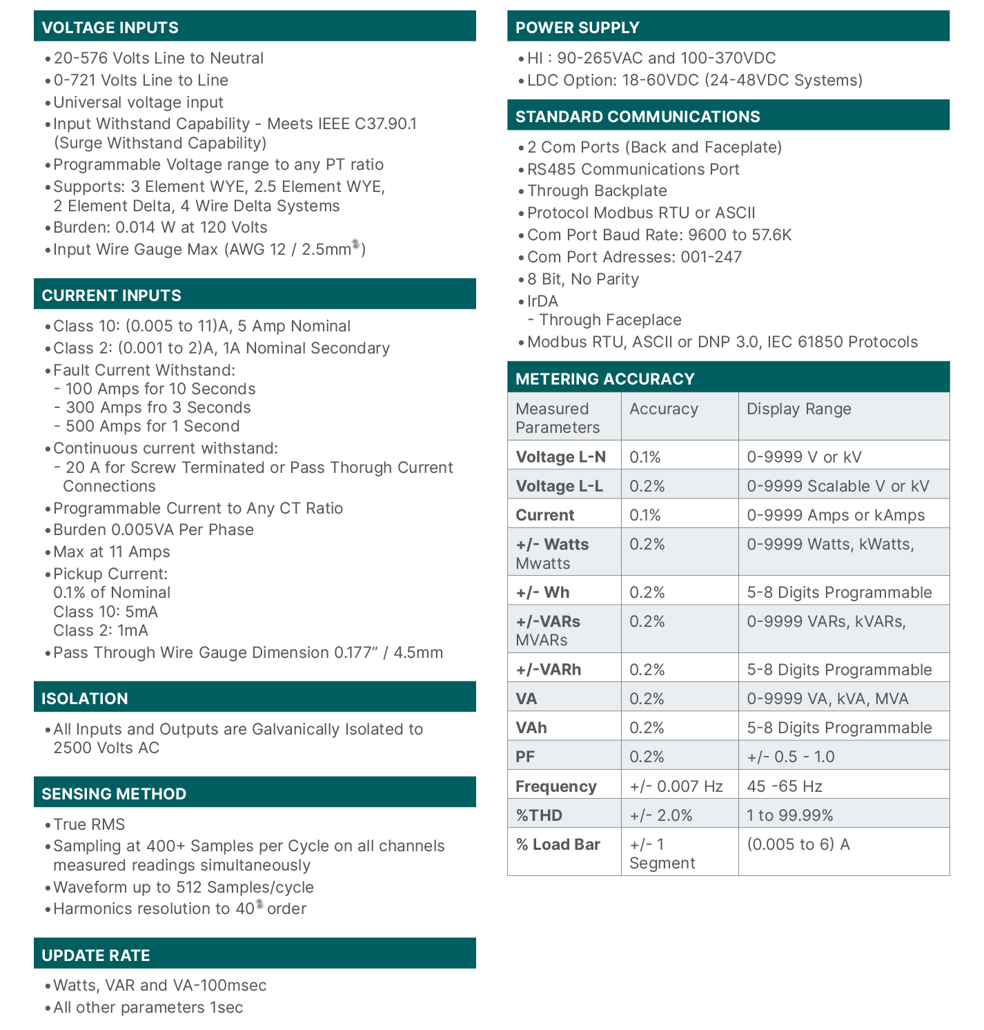 EPM7000 SPECIFICATIONS