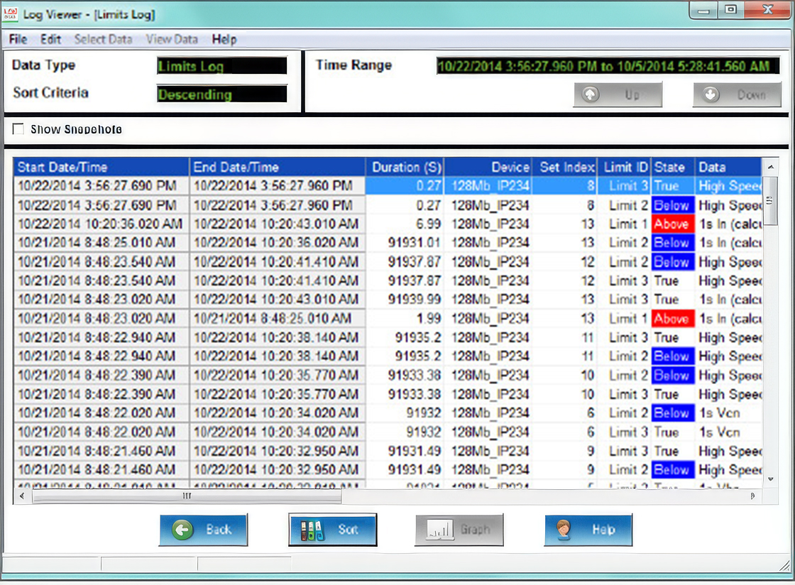 Limit log viewer"