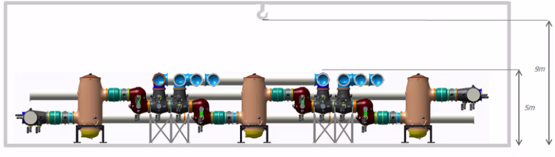 Typical diameter arrangement inside a building