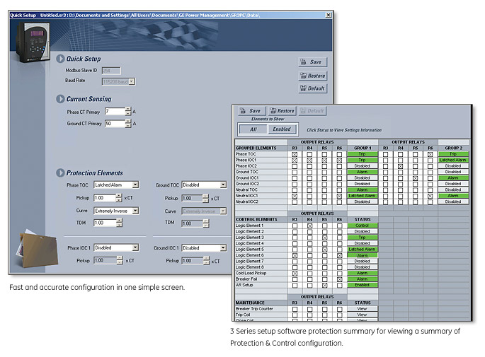 EnerVista software screens